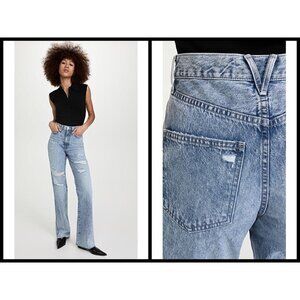 💕VERONICA BEARD💕 Dylan Straight Leg Jeans Distressed Pebble Stone Blue 25 NWT